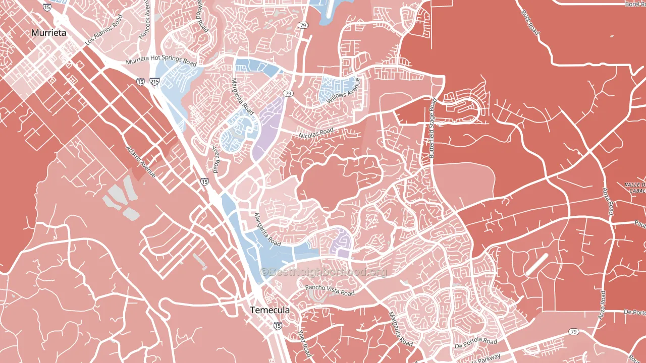 92591, CA block-group political-lean map