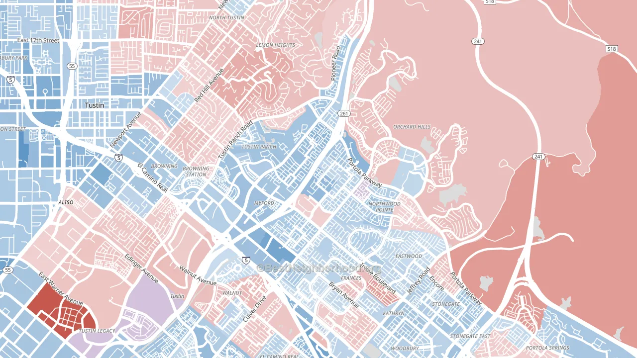 92602, CA block-group political-lean map