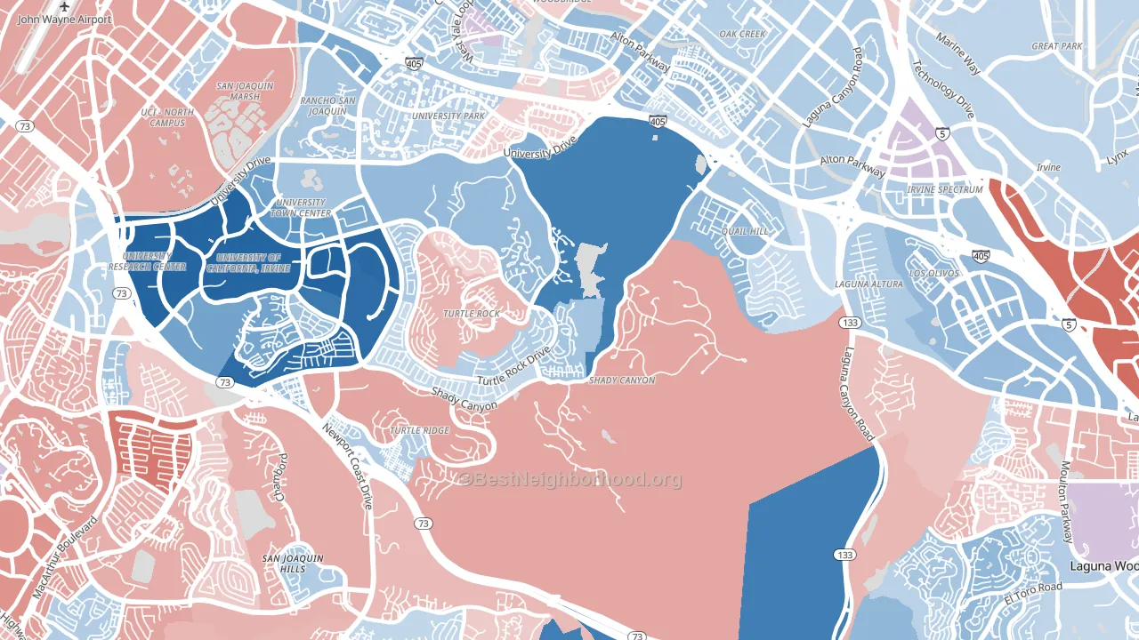 92603, CA block-group political-lean map
