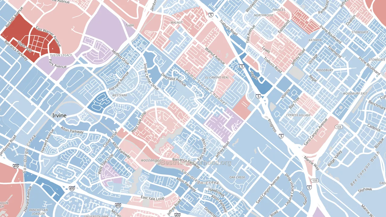 92604, CA block-group political-lean map