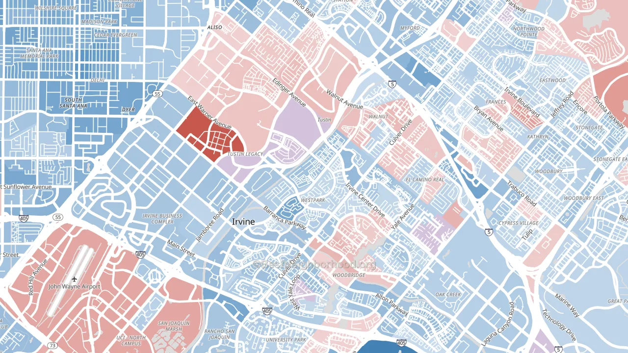 92606, CA block-group political-lean map