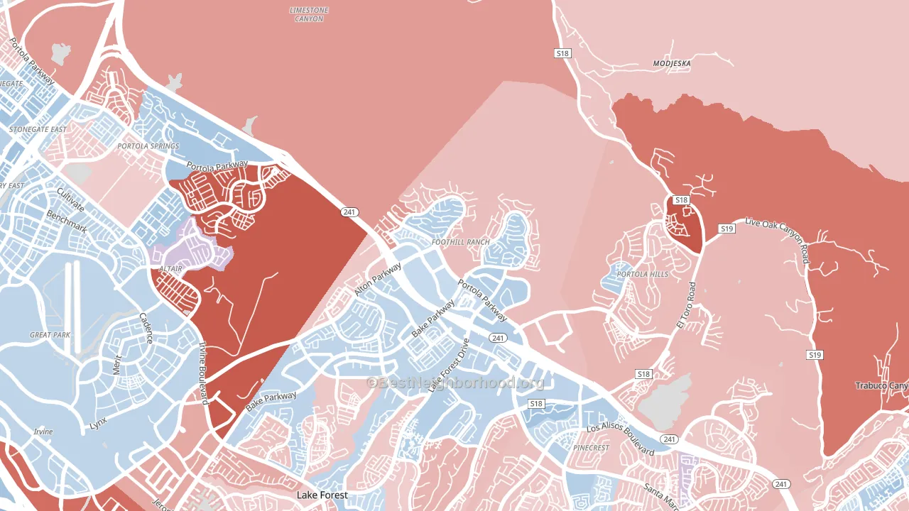 92610, CA block-group political-lean map
