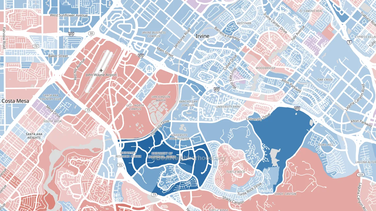 92612, CA block-group political-lean map