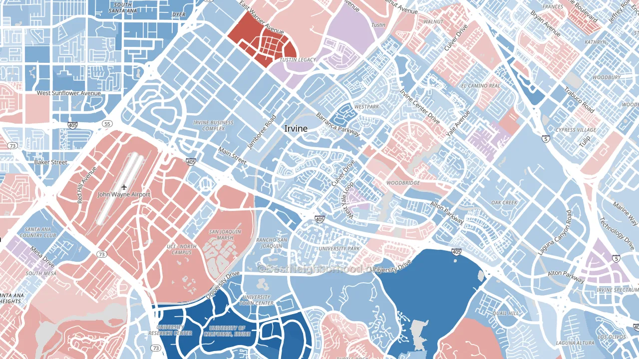 92614, CA block-group political-lean map