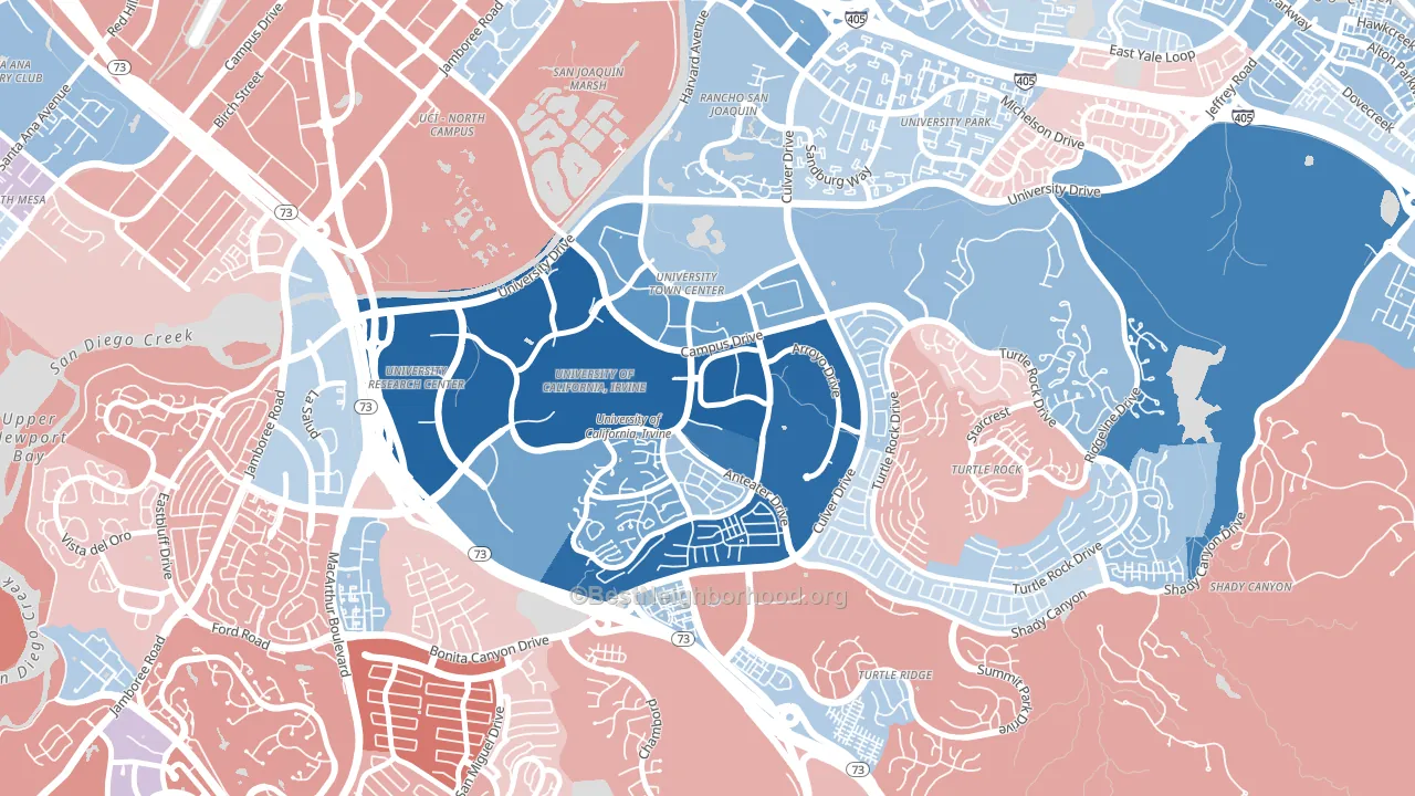 92617, CA block-group political-lean map