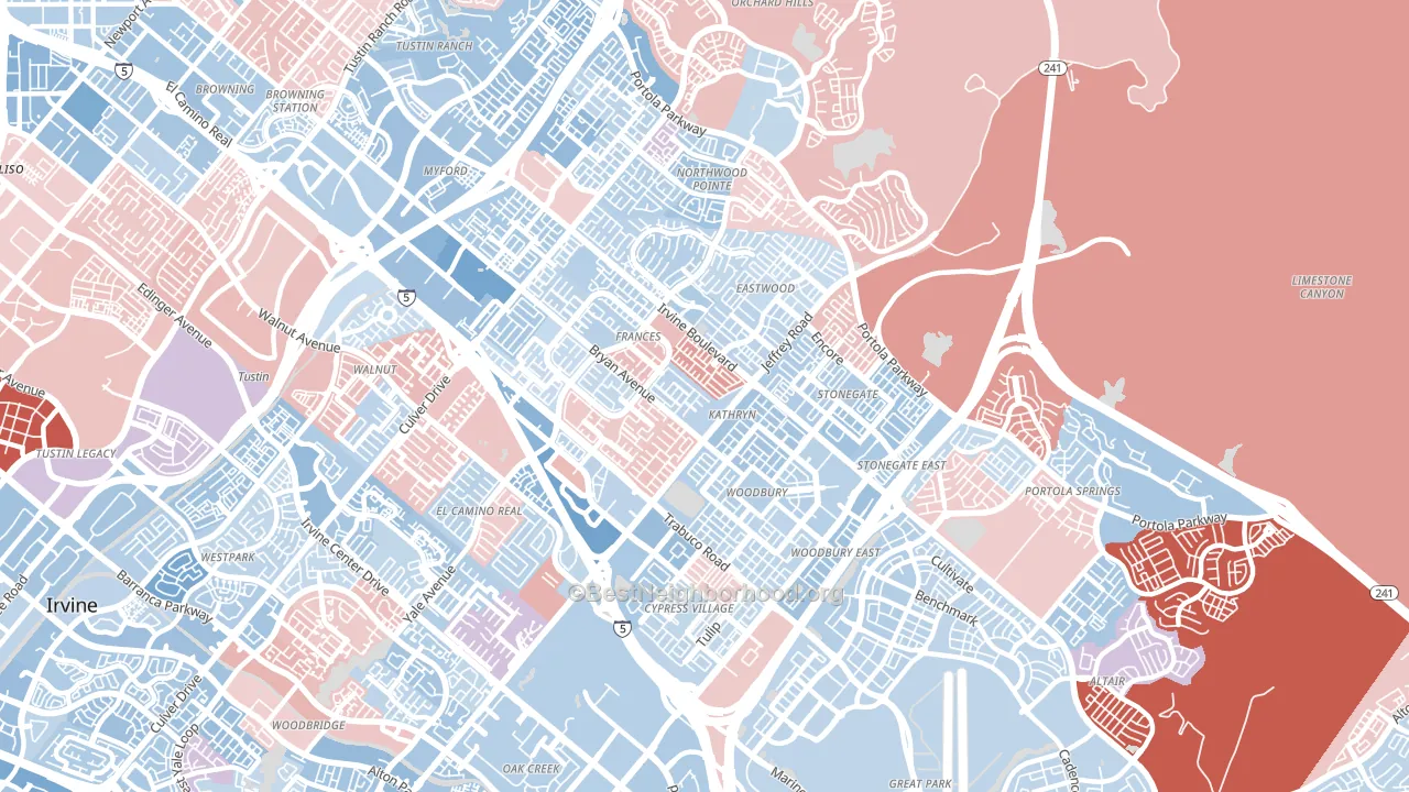 92620, CA block-group political-lean map