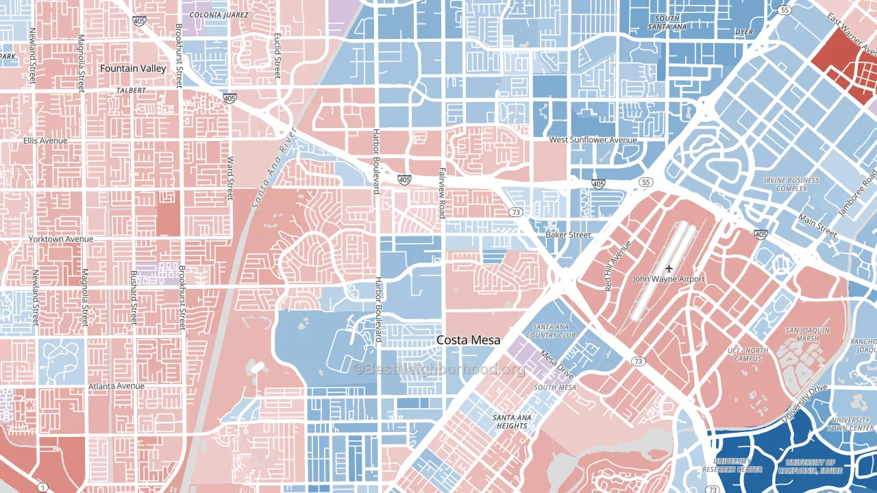 92626, CA block-group political-lean map