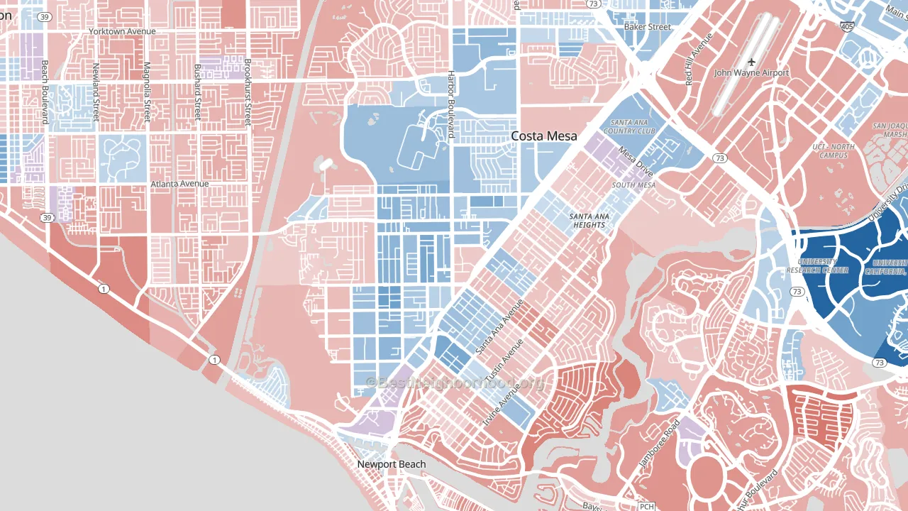 92627, CA block-group political-lean map