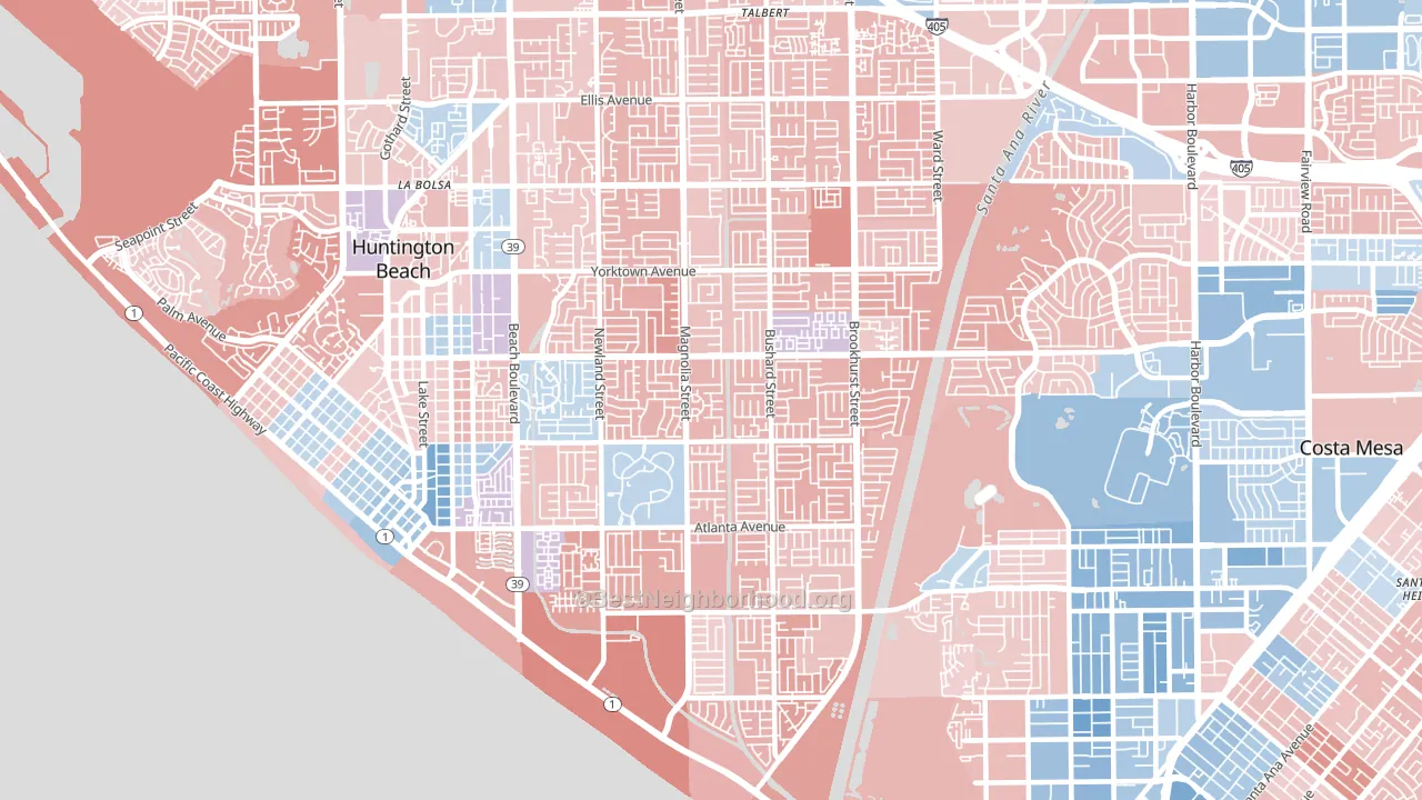 92646, CA block-group political-lean map