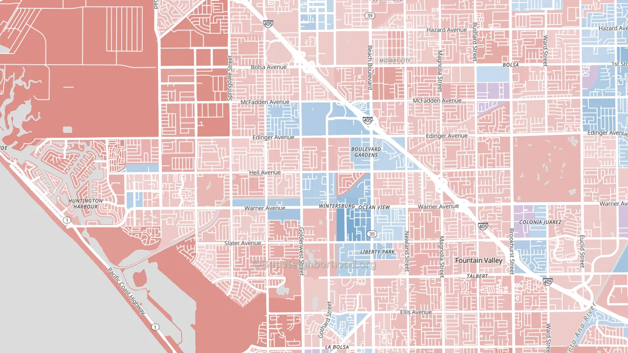 92647, CA block-group political-lean map