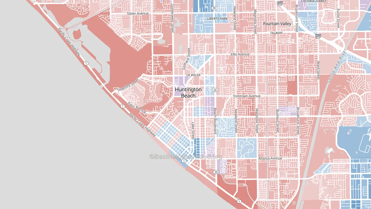 92648, CA block-group political-lean map