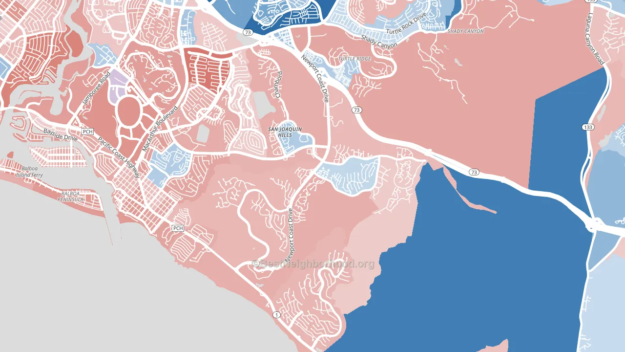 92657, CA block-group political-lean map