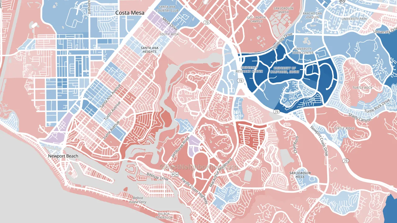 92660, CA block-group political-lean map