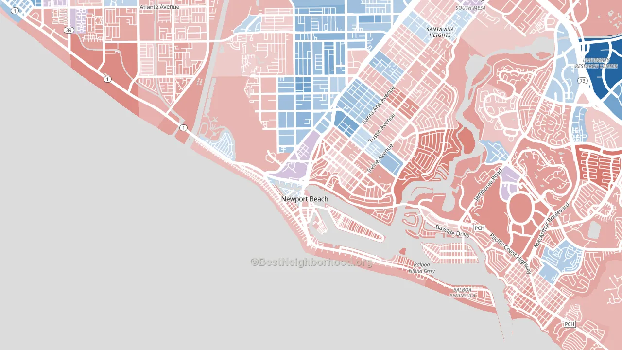 92663, CA block-group political-lean map