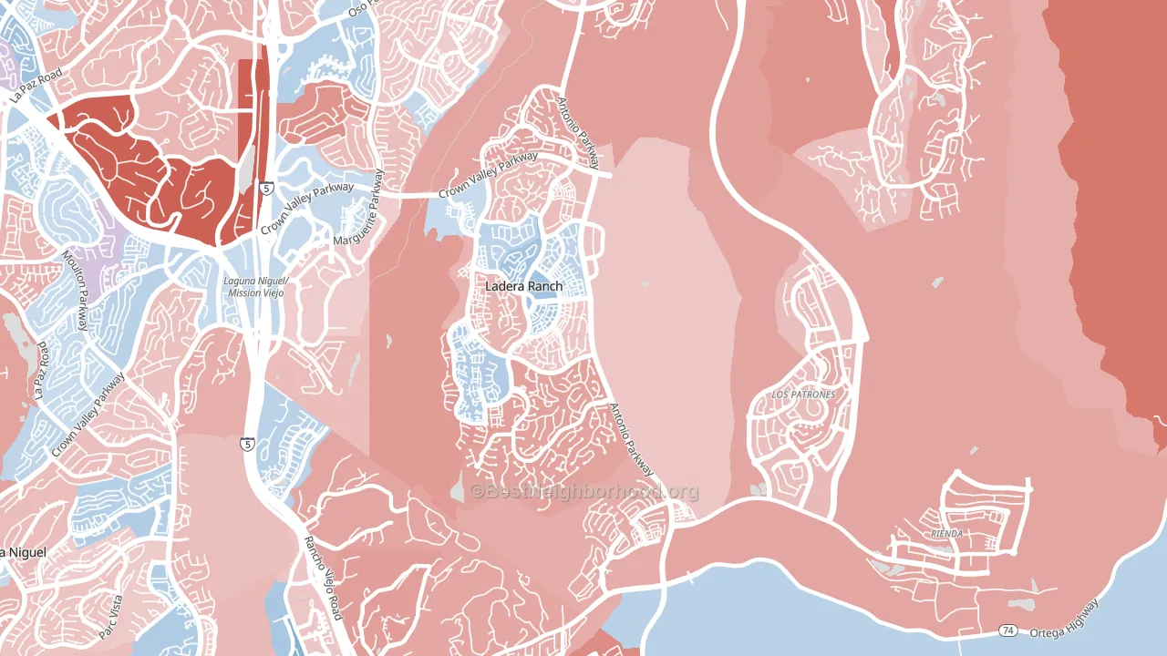92694, CA block-group political-lean map