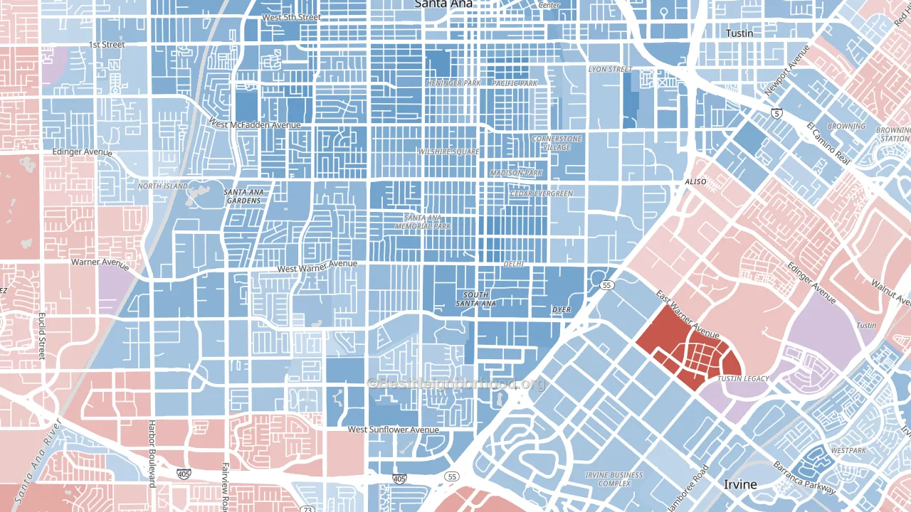 92707, CA block-group political-lean map