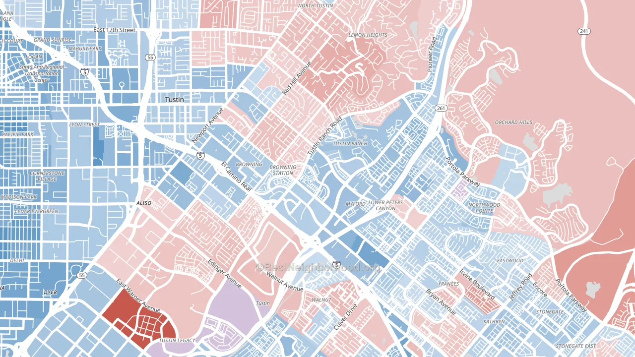 92782, CA block-group political-lean map