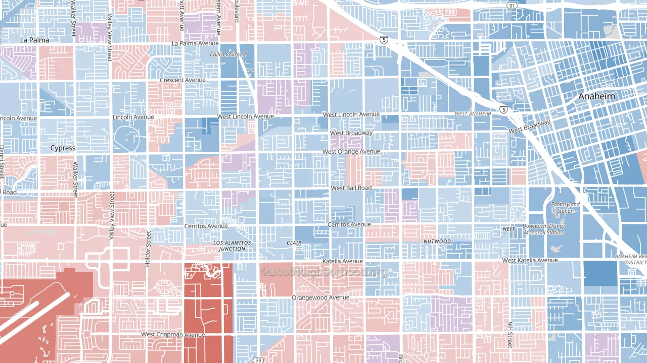 92804, CA block-group political-lean map