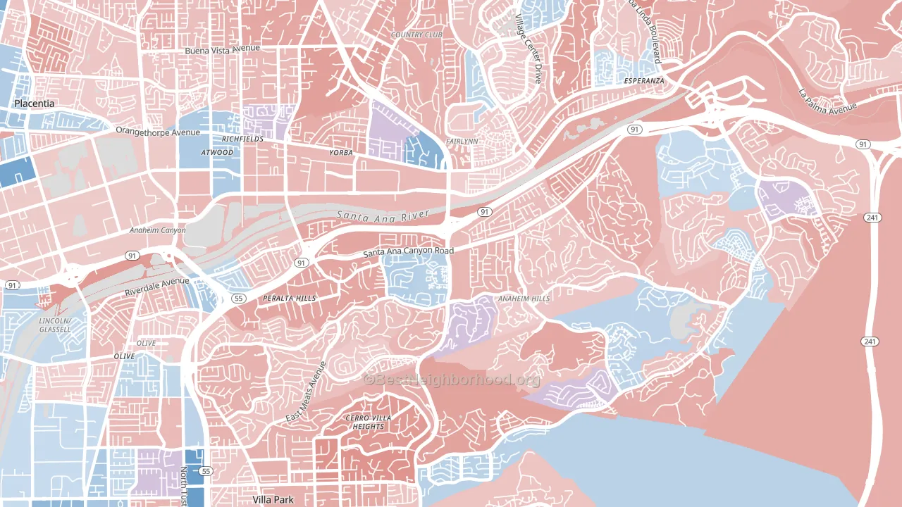 92807, CA block-group political-lean map