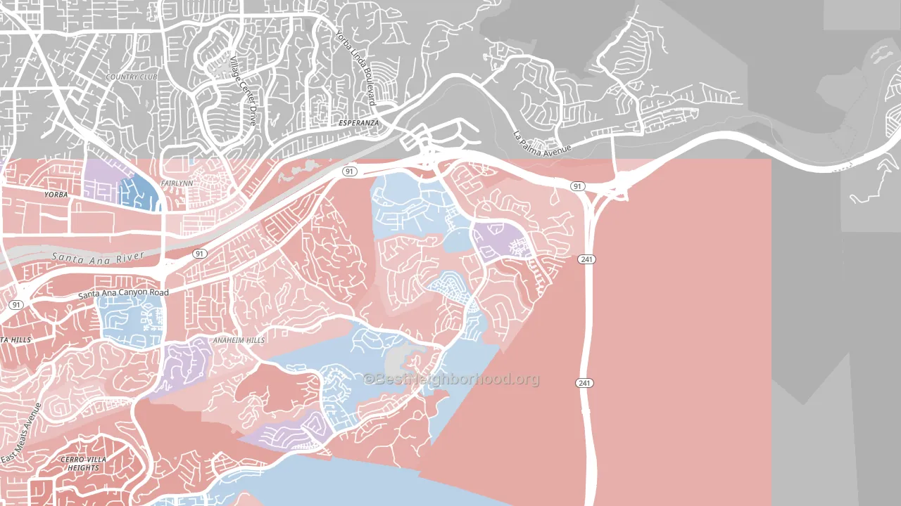 92808, CA block-group political-lean map