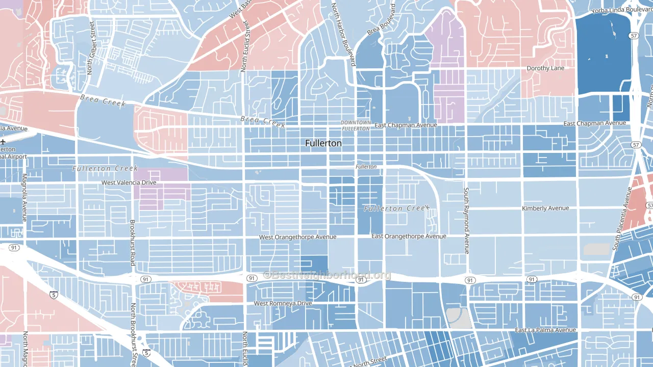 92832, CA block-group political-lean map