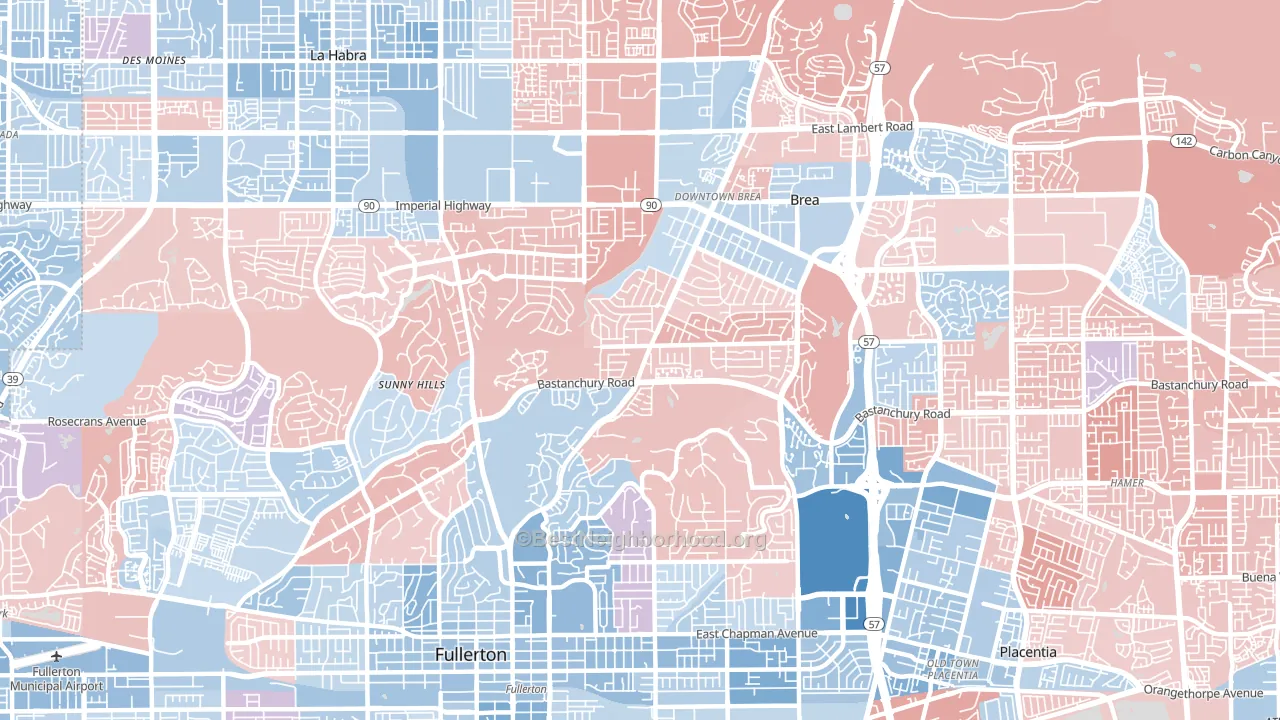 92835, CA block-group political-lean map