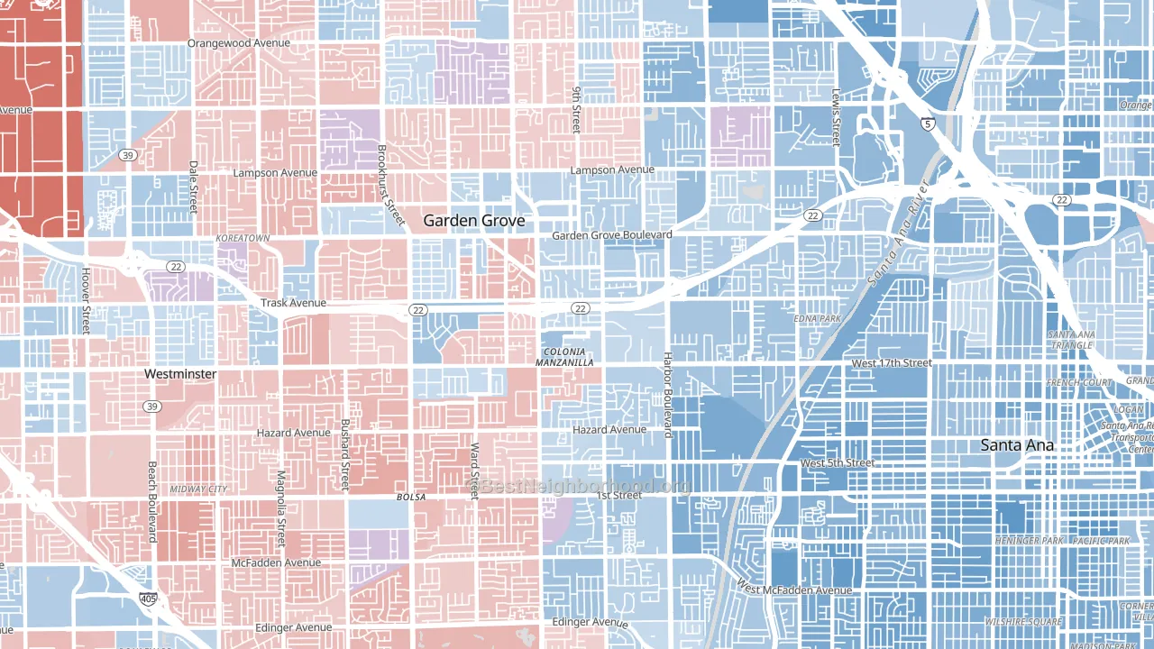 92843, CA block-group political-lean map