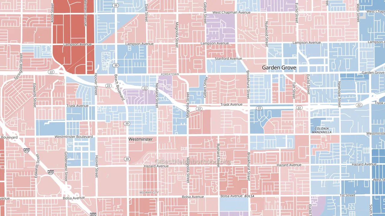 92844, CA block-group political-lean map