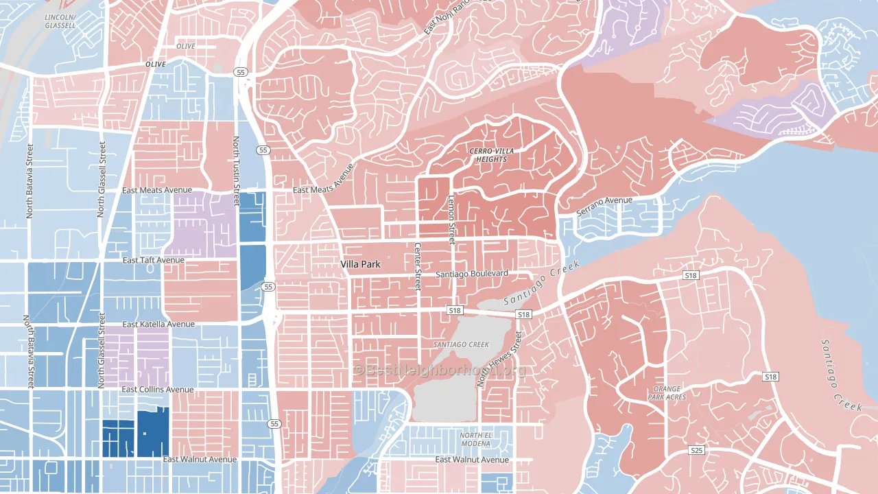 92861, CA block-group political-lean map