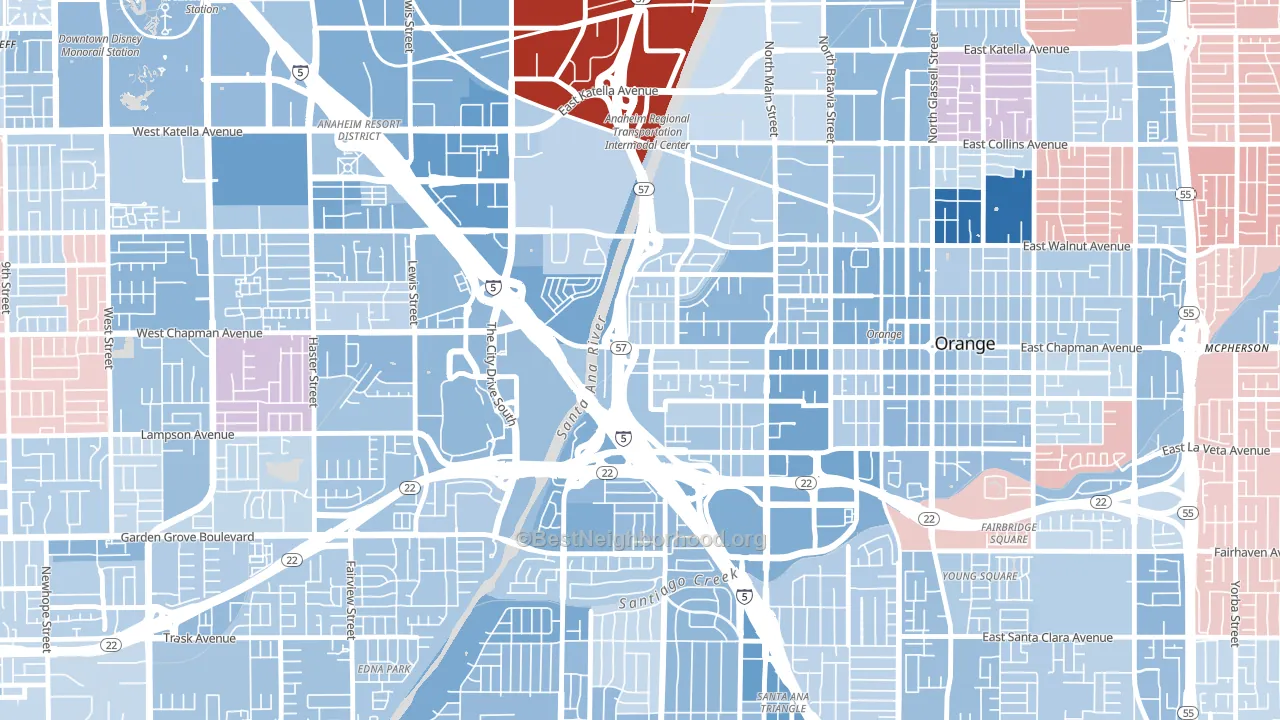 92868, CA block-group political-lean map