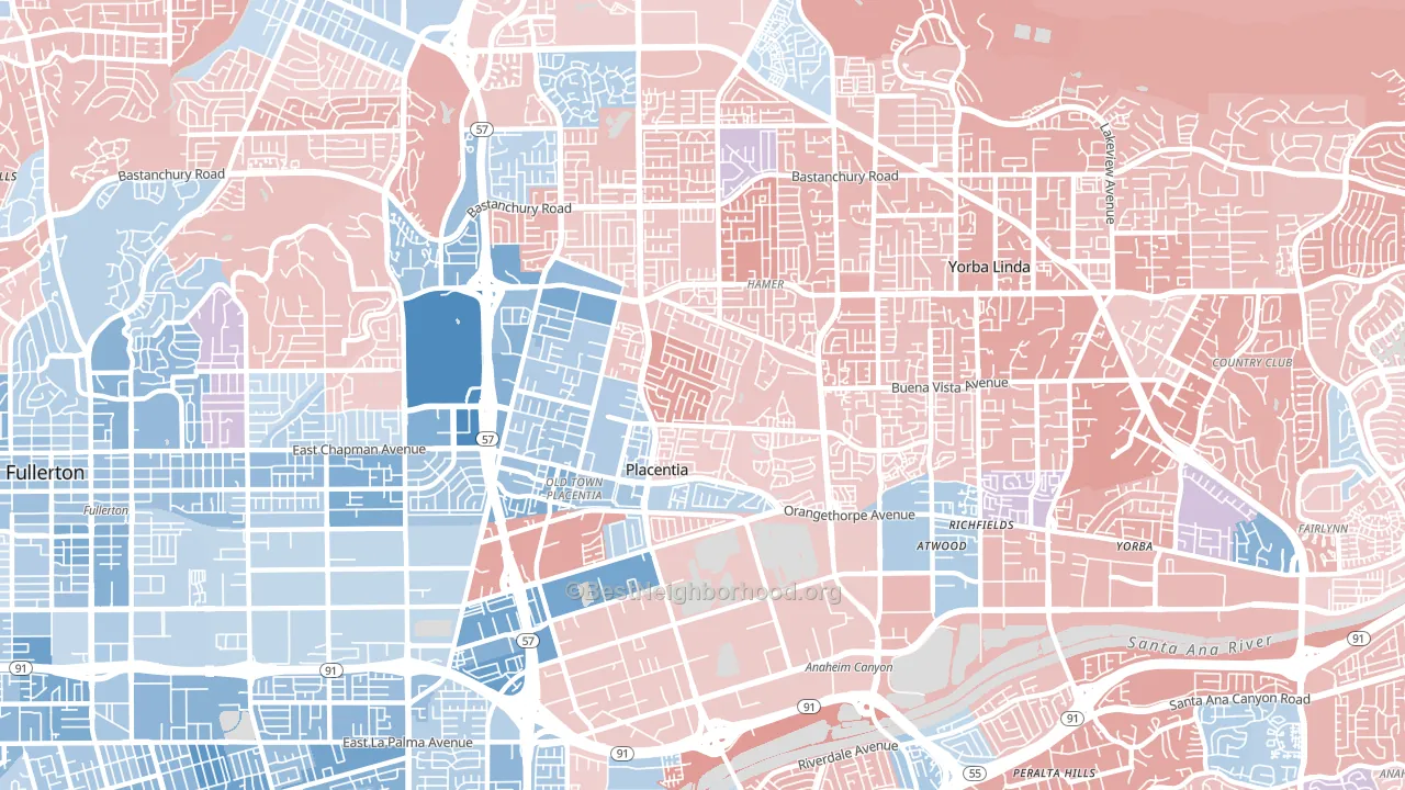92870, CA block-group political-lean map