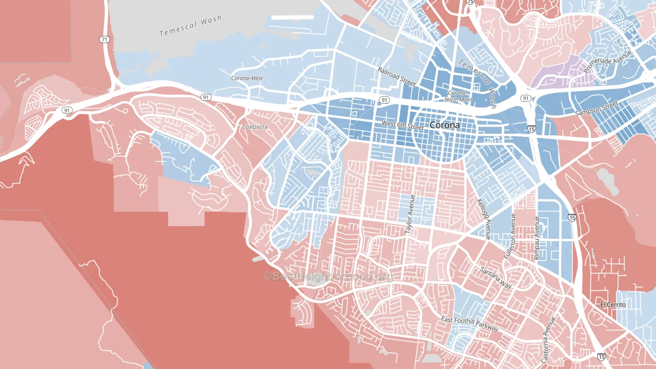 92882, CA block-group political-lean map