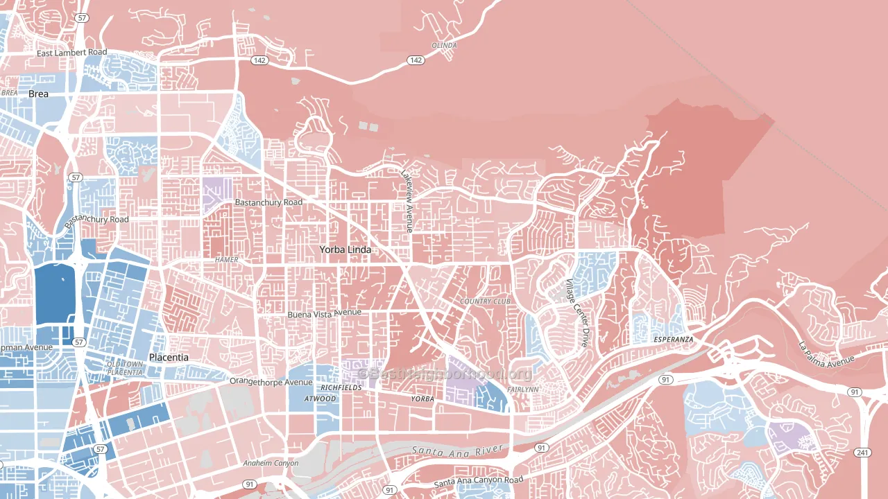 92886, CA block-group political-lean map