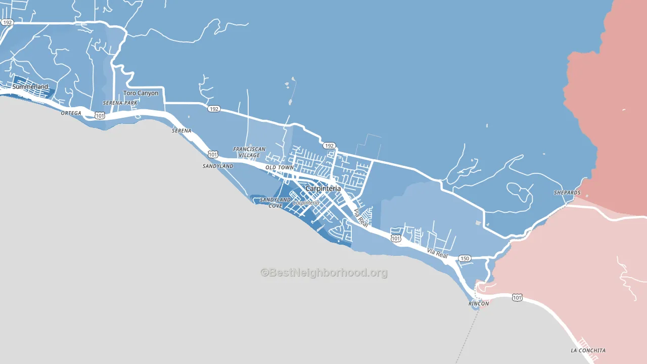 93013, CA block-group political-lean map
