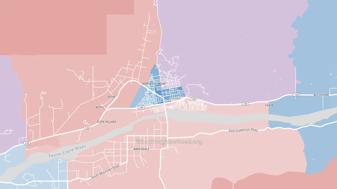 93015, CA block-group political-lean map