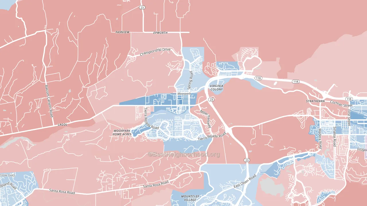 93021, CA block-group political-lean map
