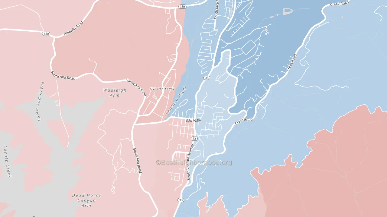 93022, CA block-group political-lean map