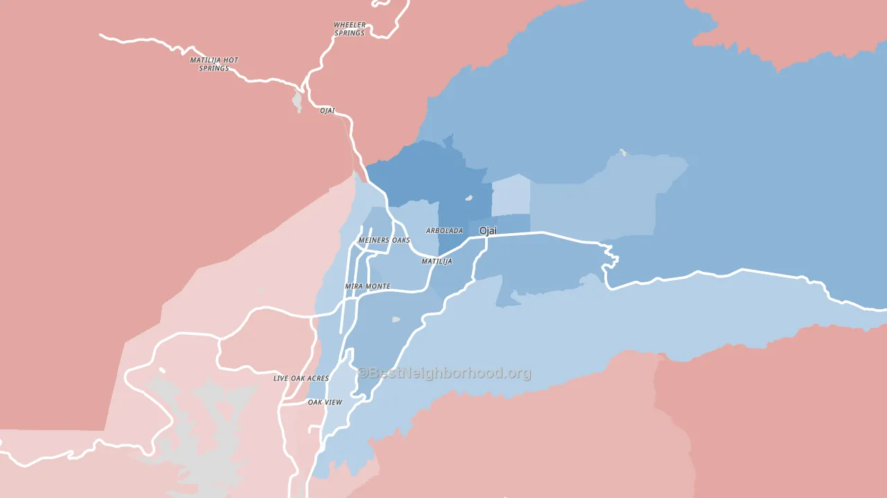 93023, CA block-group political-lean map