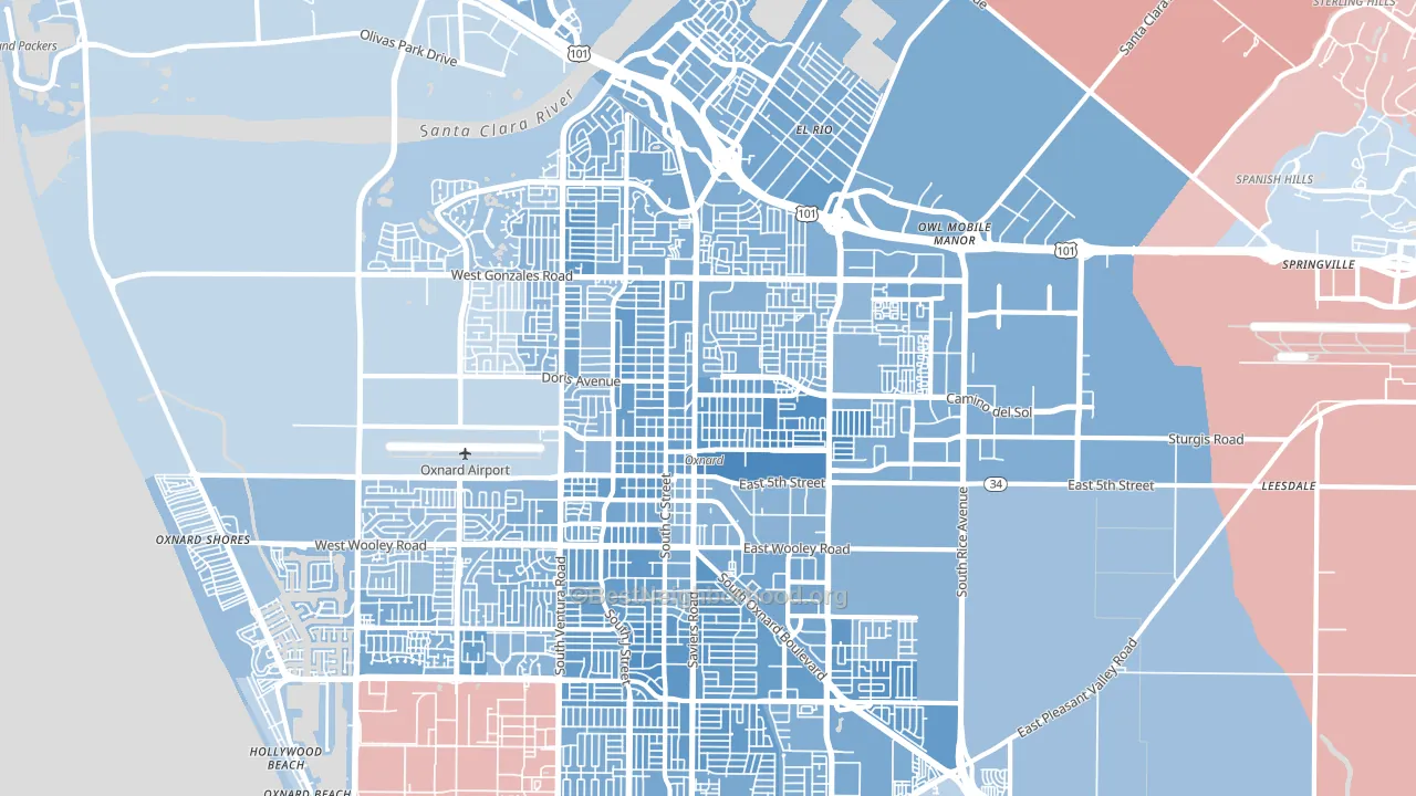 93030, CA block-group political-lean map
