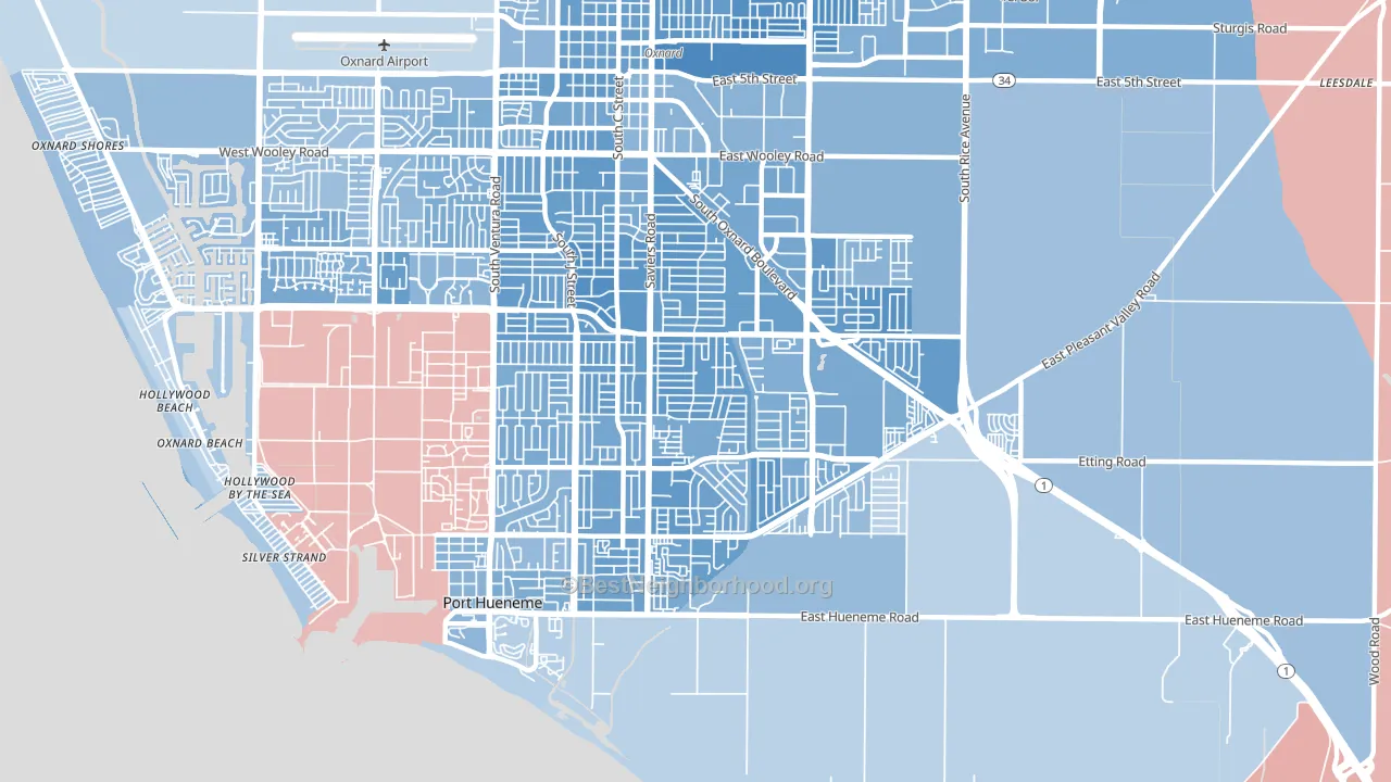 93033, CA block-group political-lean map