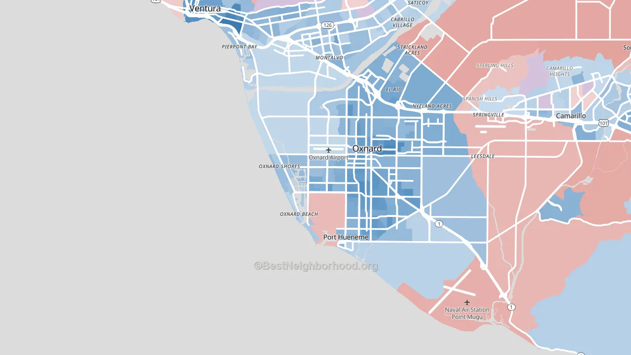 93035, CA block-group political-lean map