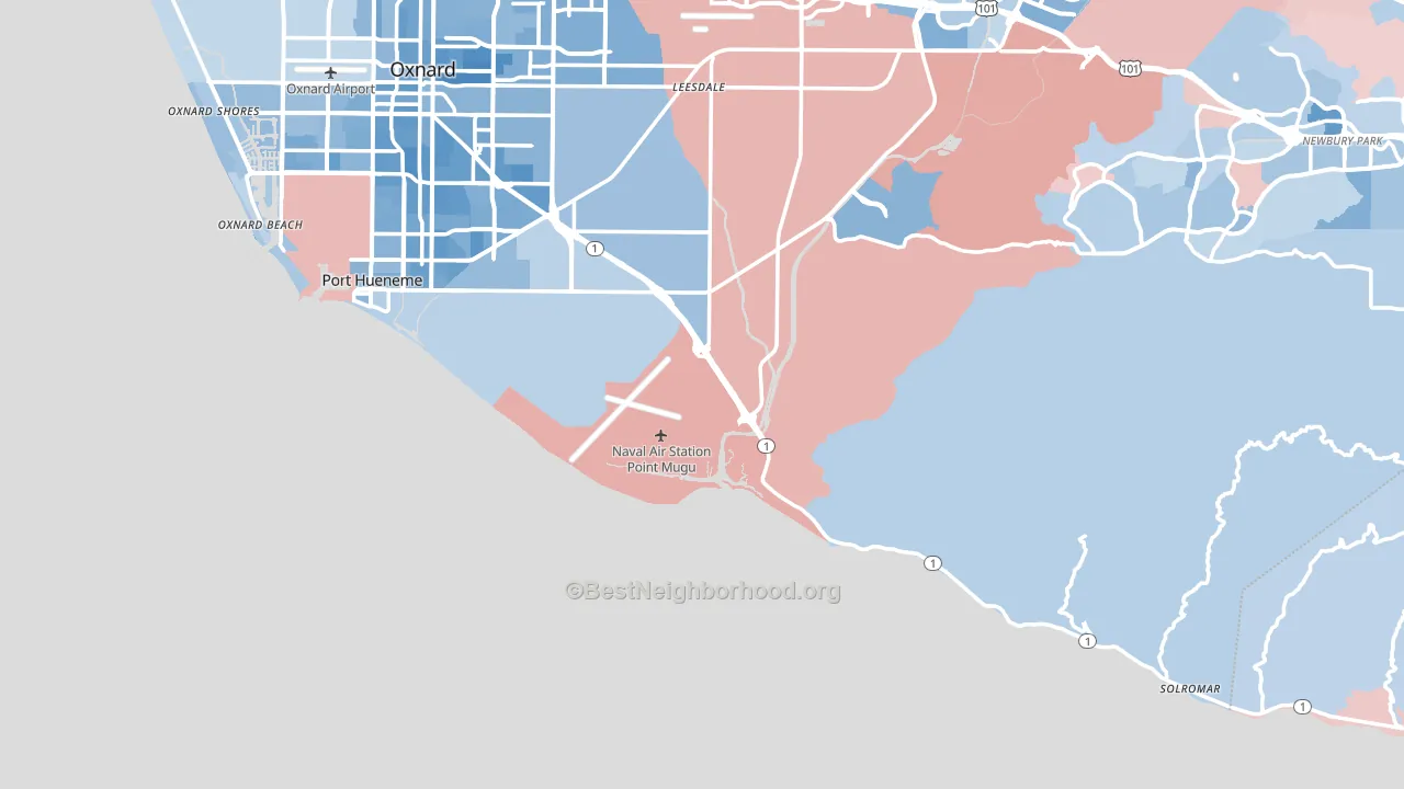 93042, CA block-group political-lean map