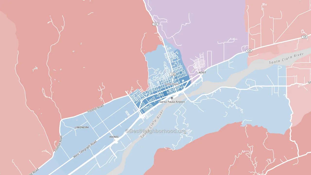 93060, CA block-group political-lean map