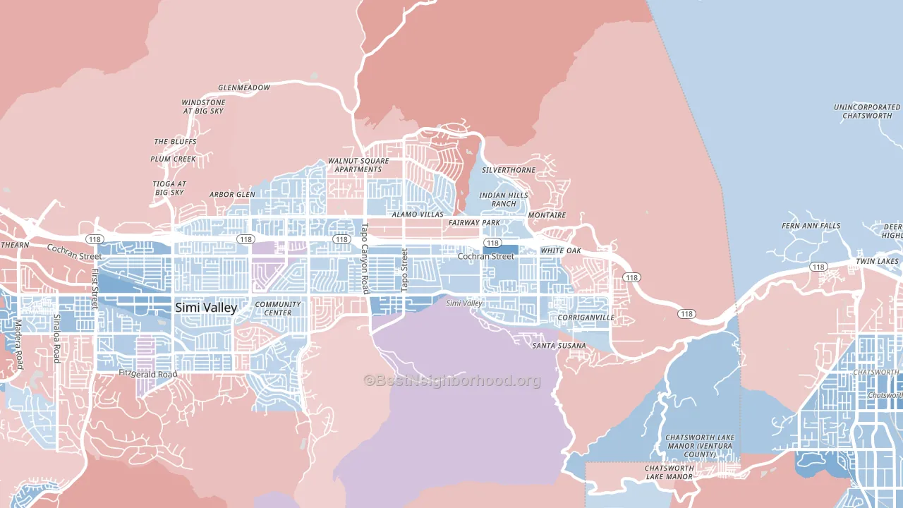 93063, CA block-group political-lean map