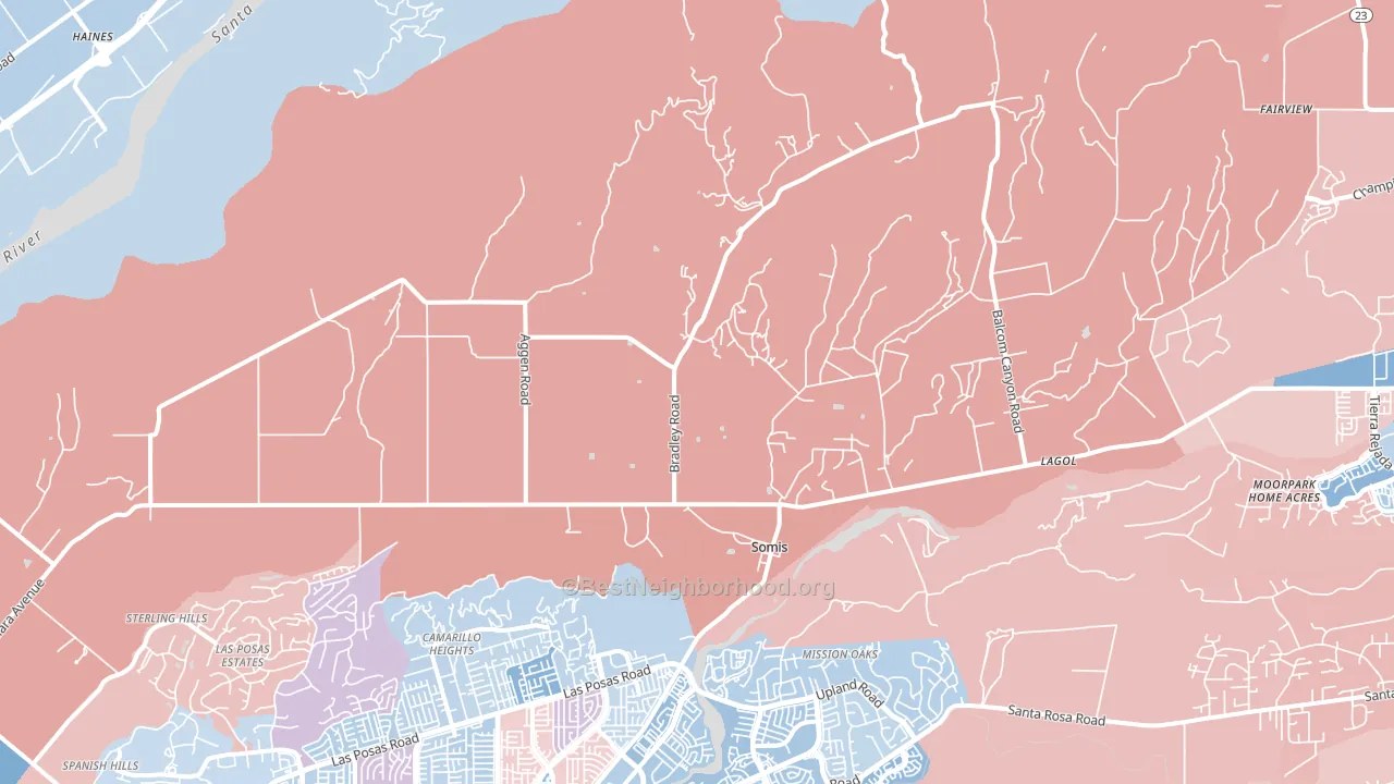 93066, CA block-group political-lean map