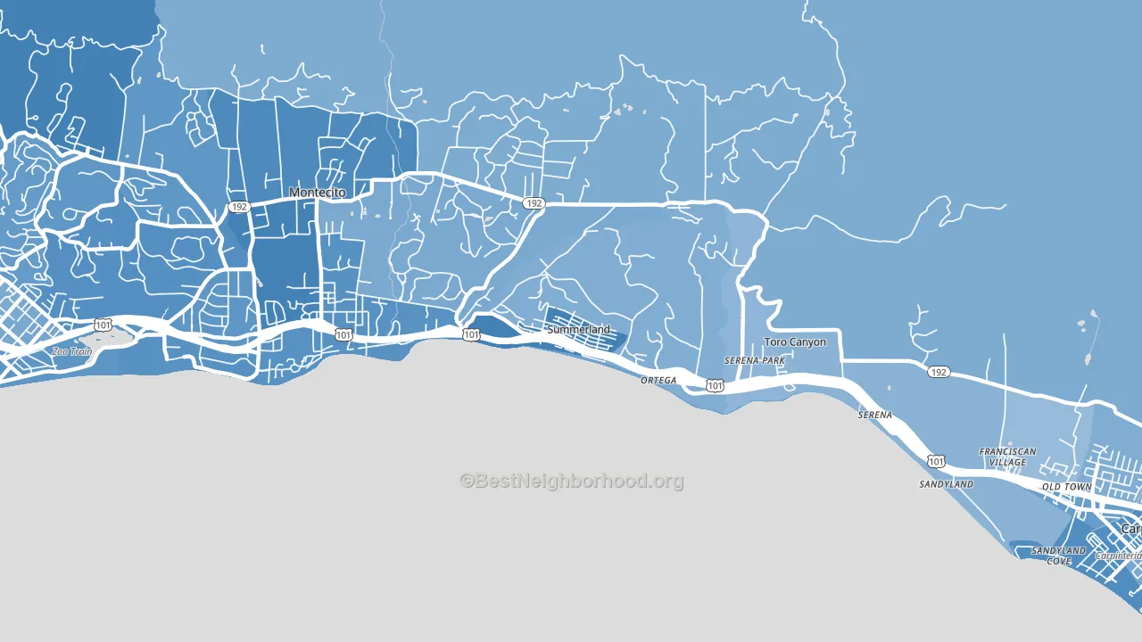 93067, CA block-group political-lean map