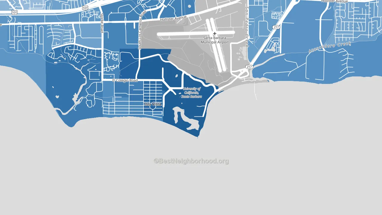 93106, CA block-group political-lean map