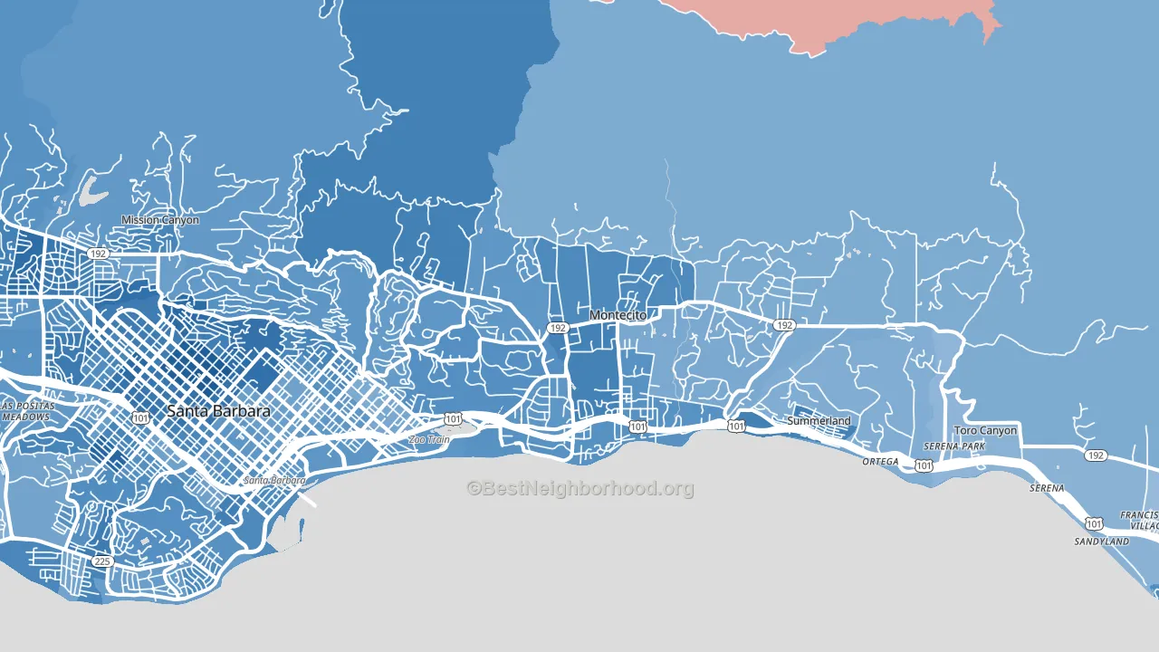 93108, CA block-group political-lean map