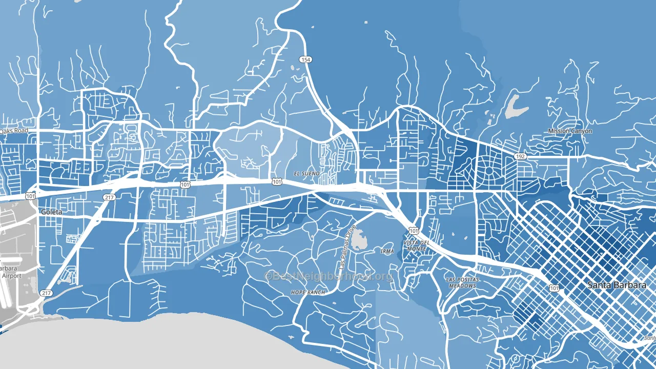 93110, CA block-group political-lean map