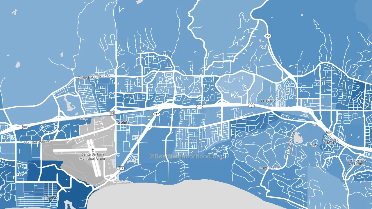 93111, CA block-group political-lean map